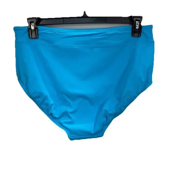 Lands End High Waisted Bikini Swim Bottoms Size 16 Turquoise Blue Beach NEW - Picture 4 of 9